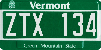VT license plate ZTX134