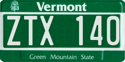 VT license plate ZTX140