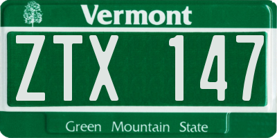 VT license plate ZTX147