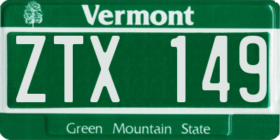 VT license plate ZTX149