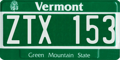 VT license plate ZTX153