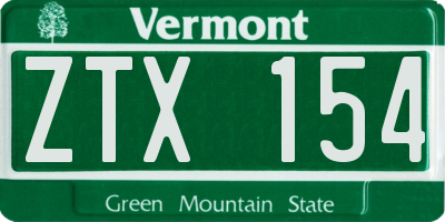 VT license plate ZTX154