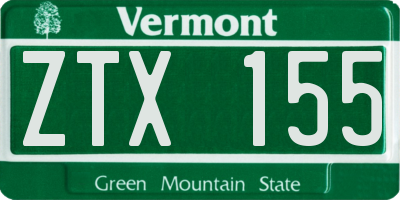 VT license plate ZTX155