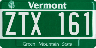 VT license plate ZTX161