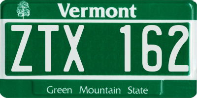 VT license plate ZTX162