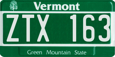 VT license plate ZTX163