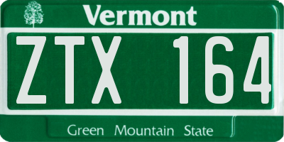 VT license plate ZTX164