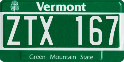 VT license plate ZTX167