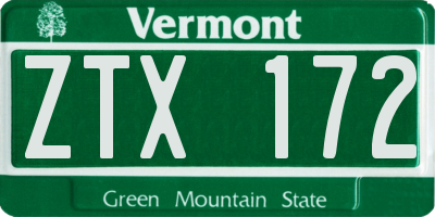 VT license plate ZTX172