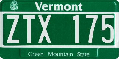VT license plate ZTX175