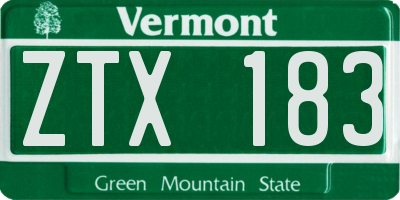 VT license plate ZTX183
