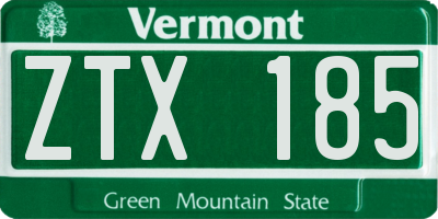 VT license plate ZTX185