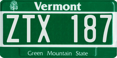 VT license plate ZTX187