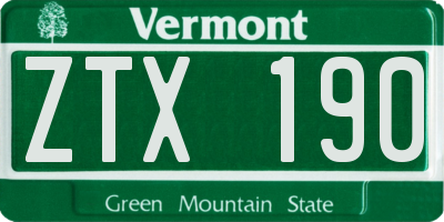 VT license plate ZTX190