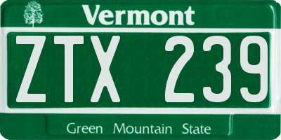 VT license plate ZTX239