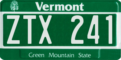 VT license plate ZTX241