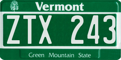 VT license plate ZTX243