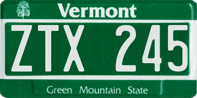 VT license plate ZTX245