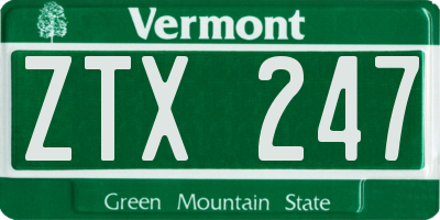 VT license plate ZTX247