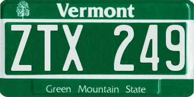 VT license plate ZTX249