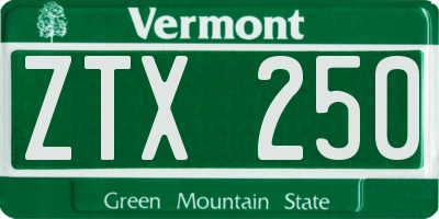 VT license plate ZTX250