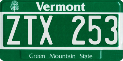 VT license plate ZTX253