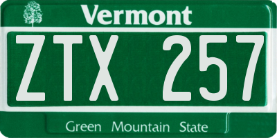 VT license plate ZTX257