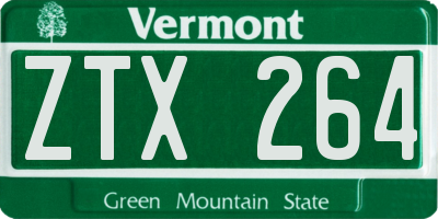 VT license plate ZTX264