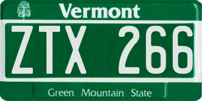 VT license plate ZTX266