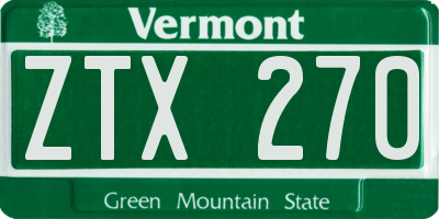 VT license plate ZTX270