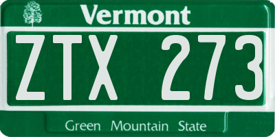 VT license plate ZTX273