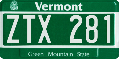VT license plate ZTX281