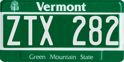 VT license plate ZTX282