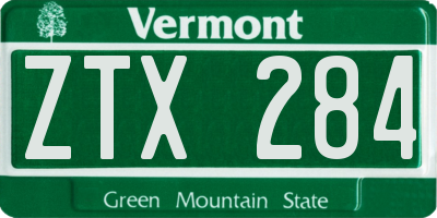 VT license plate ZTX284