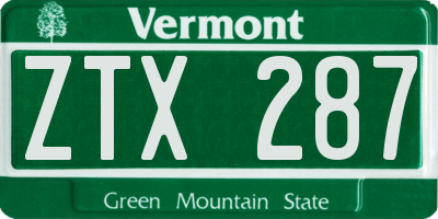 VT license plate ZTX287