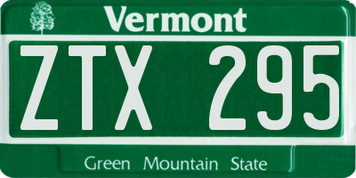 VT license plate ZTX295