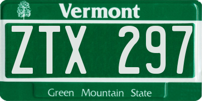 VT license plate ZTX297
