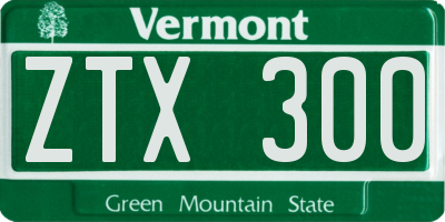 VT license plate ZTX300