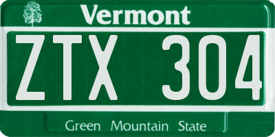 VT license plate ZTX304