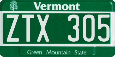 VT license plate ZTX305