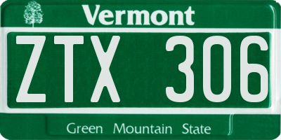 VT license plate ZTX306