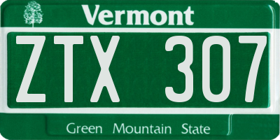 VT license plate ZTX307