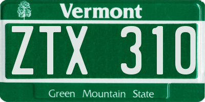 VT license plate ZTX310