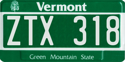 VT license plate ZTX318