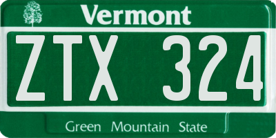 VT license plate ZTX324