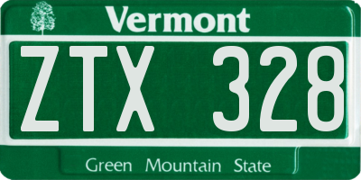 VT license plate ZTX328