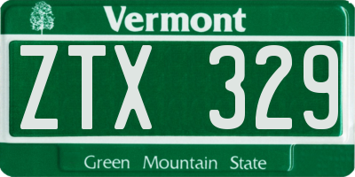 VT license plate ZTX329