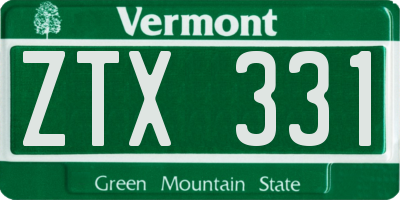 VT license plate ZTX331