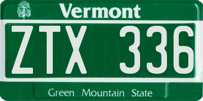 VT license plate ZTX336