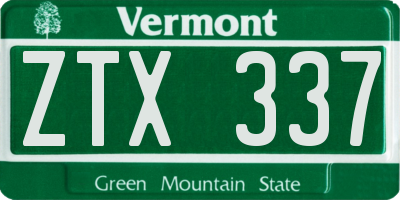 VT license plate ZTX337